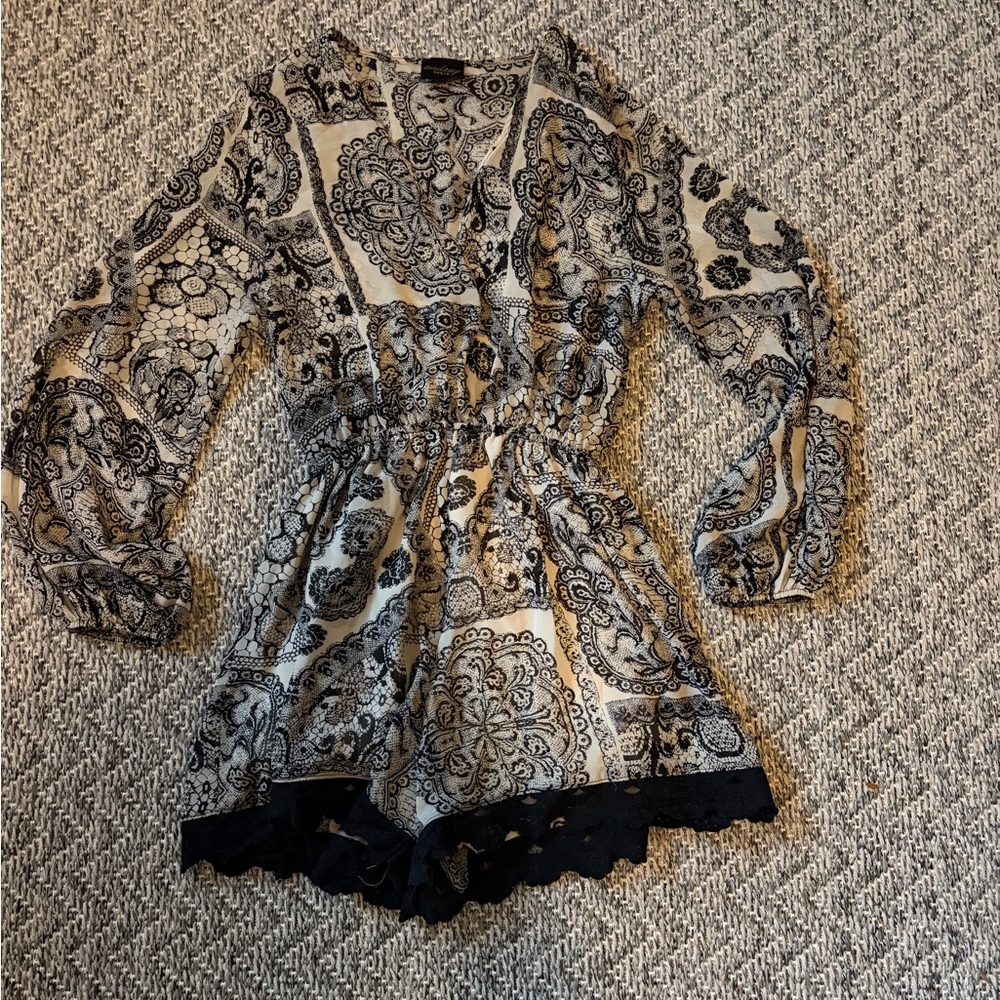 Bohemian Paisley Long Sleeve Romper